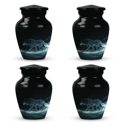 Blue Personalized Wolf Cremation Urn for Adults - 10-inch, 200 cu in - Yatskia