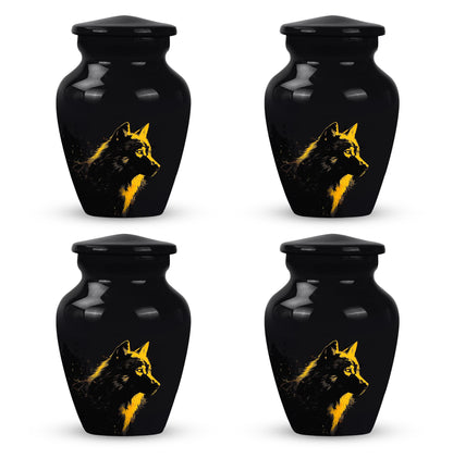 Black Personalized Wolf Cremation Urn for Adult - 10-inch, 200 cu in - Yatskia