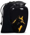 Black and Gold Wolf Urn for Human Ashes - Urn for Adult Mom and Dad