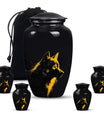 Black and Gold Wolf Urn for Human Ashes - Urn for Adult Mom and Dad