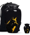 Black and Gold Wolf Urn for Human Ashes - Urn for Adult Mom and Dad