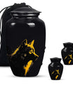 Black and Gold Wolf Urn for Human Ashes - Urn for Adult Mom and Dad