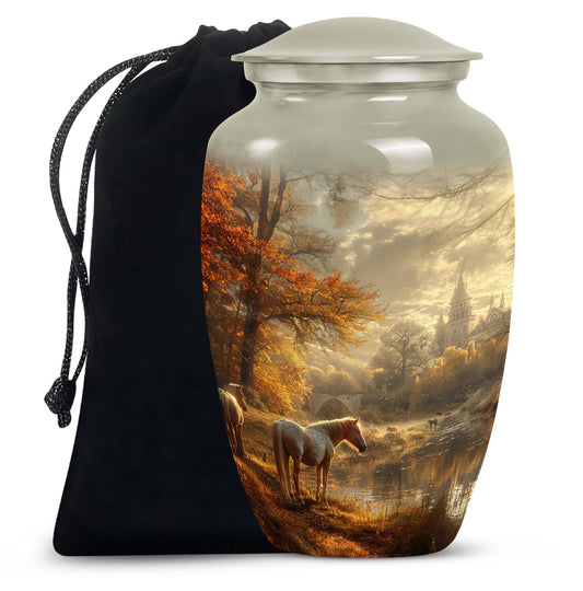 Horse Meadow Cremation Urn for Human Ashes - Memorial Urn for Mom and Dad