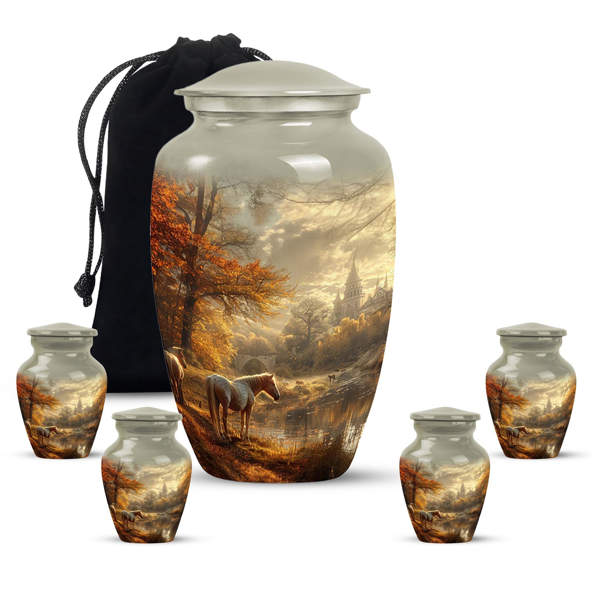 Horse Meadow Cremation Urn for Human Ashes - Memorial Urn for Mom and Dad