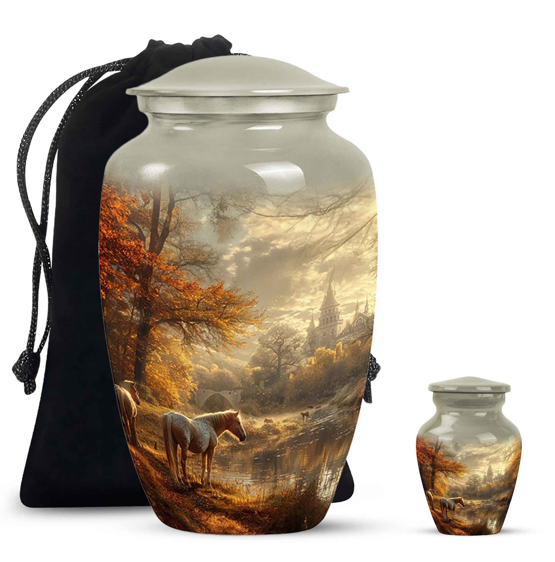 Horse Meadow Cremation Urn for Human Ashes - Memorial Urn for Mom and Dad
