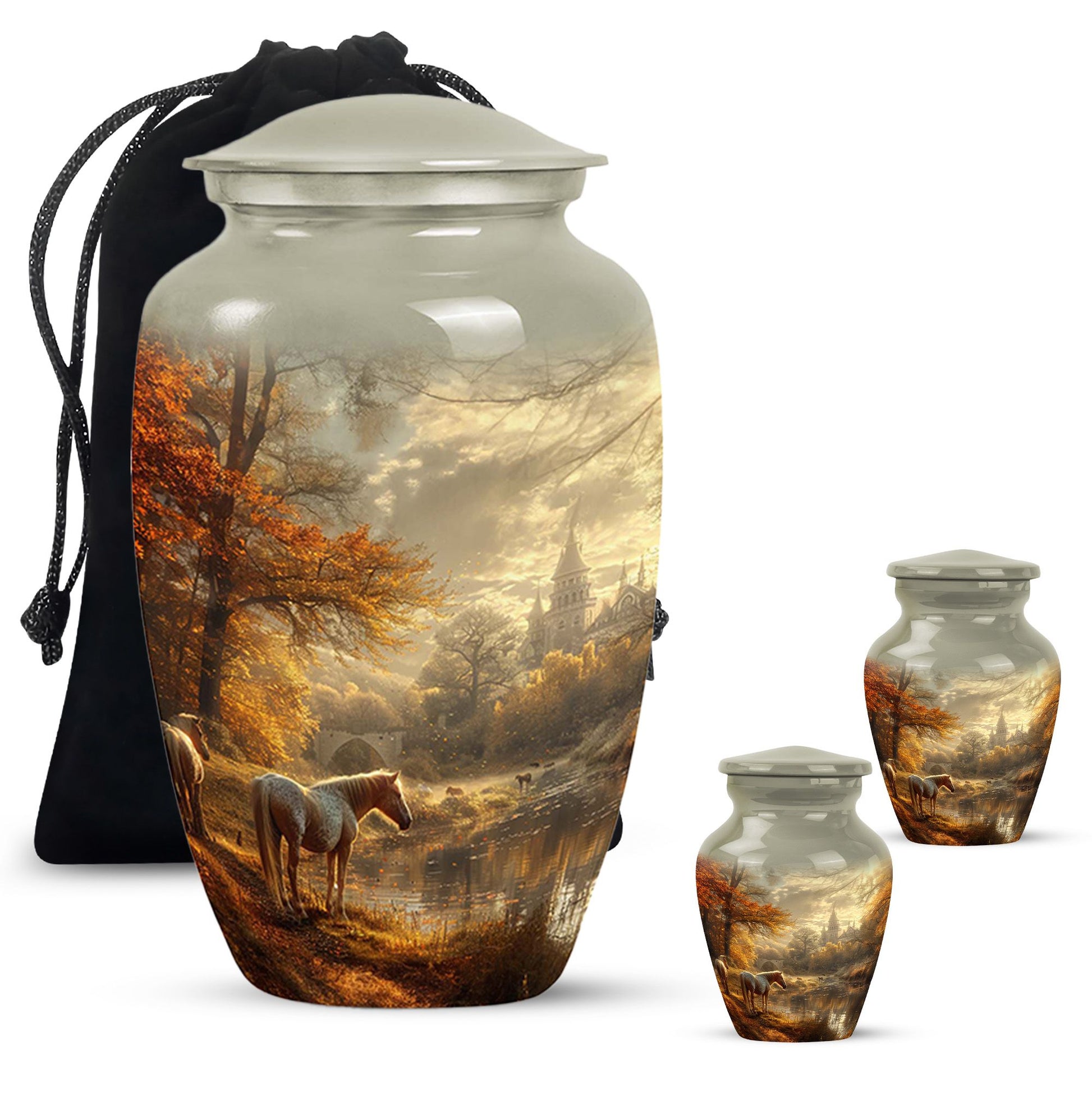 Horse Meadow Cremation Urn for Human Ashes - Memorial Urn for Mom and Dad