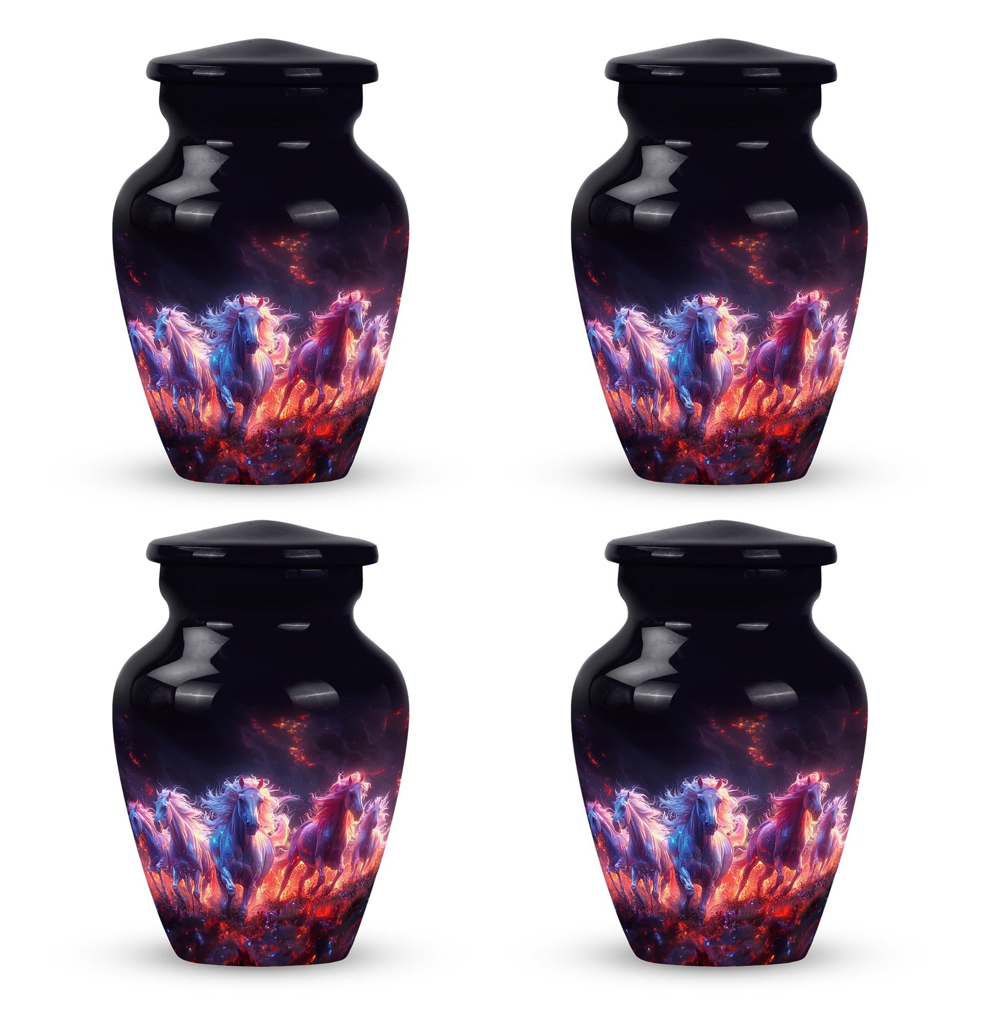 Galloping Horses Cremation Urn for Human Ashes - Urn Keepsake Set