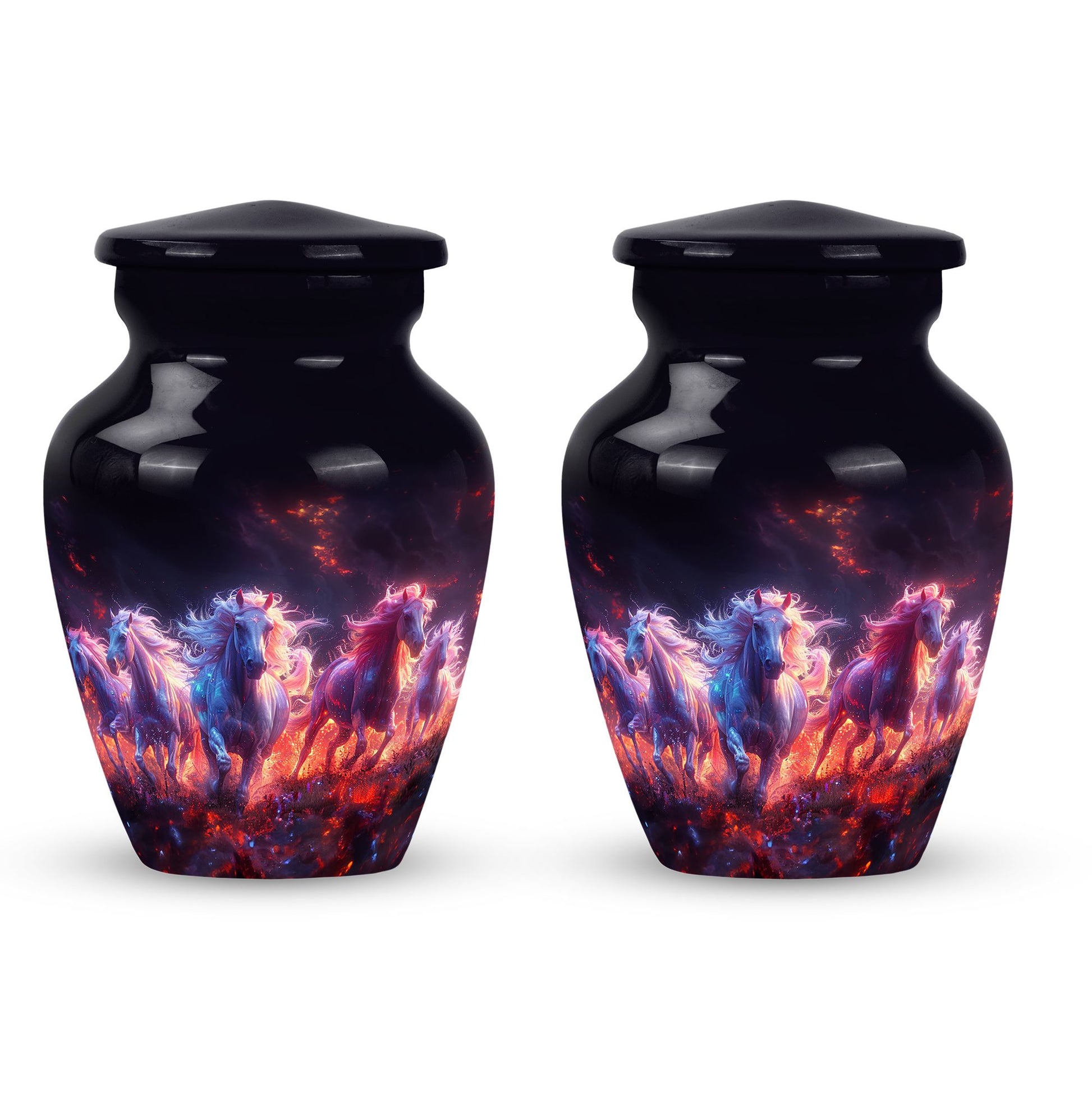 Galloping Horses Cremation Urn for Human Ashes - Urn Keepsake Set