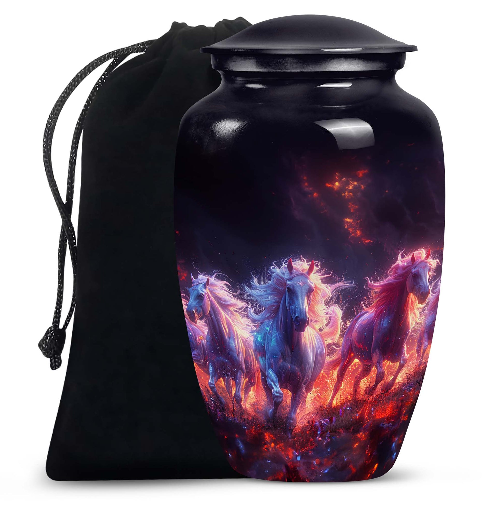 Galloping Horses Cremation Urn for Human Ashes - Urn Keepsake Set