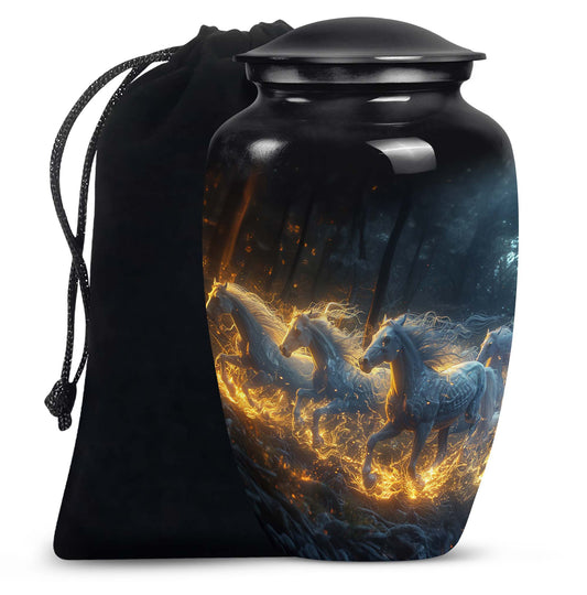 Galloping Horses Cremation Urn For Human Ashes - Urns For Adult Male