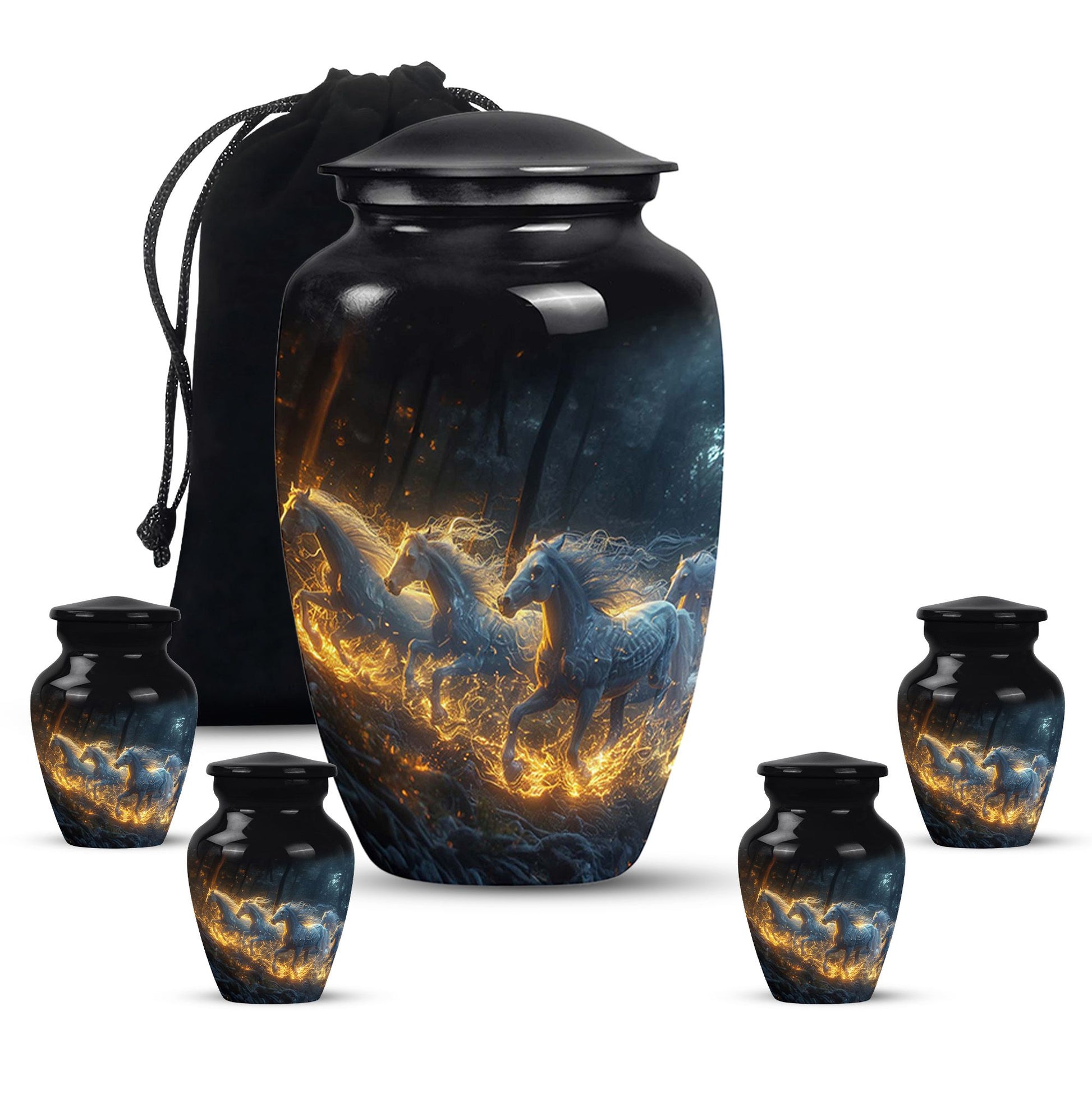 Galloping Horses Cremation Urn For Human Ashes - Urns For Adult Male