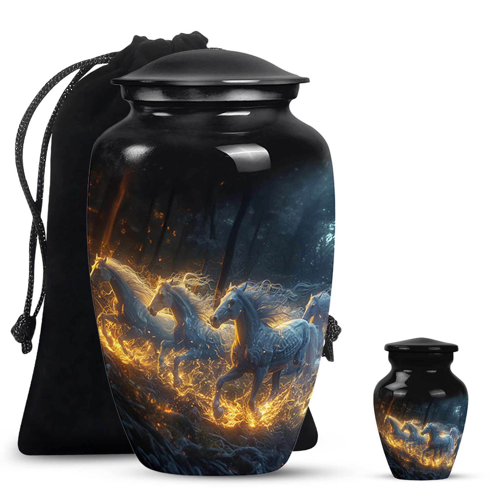 Galloping Horses Cremation Urn For Human Ashes - Urns For Adult Male