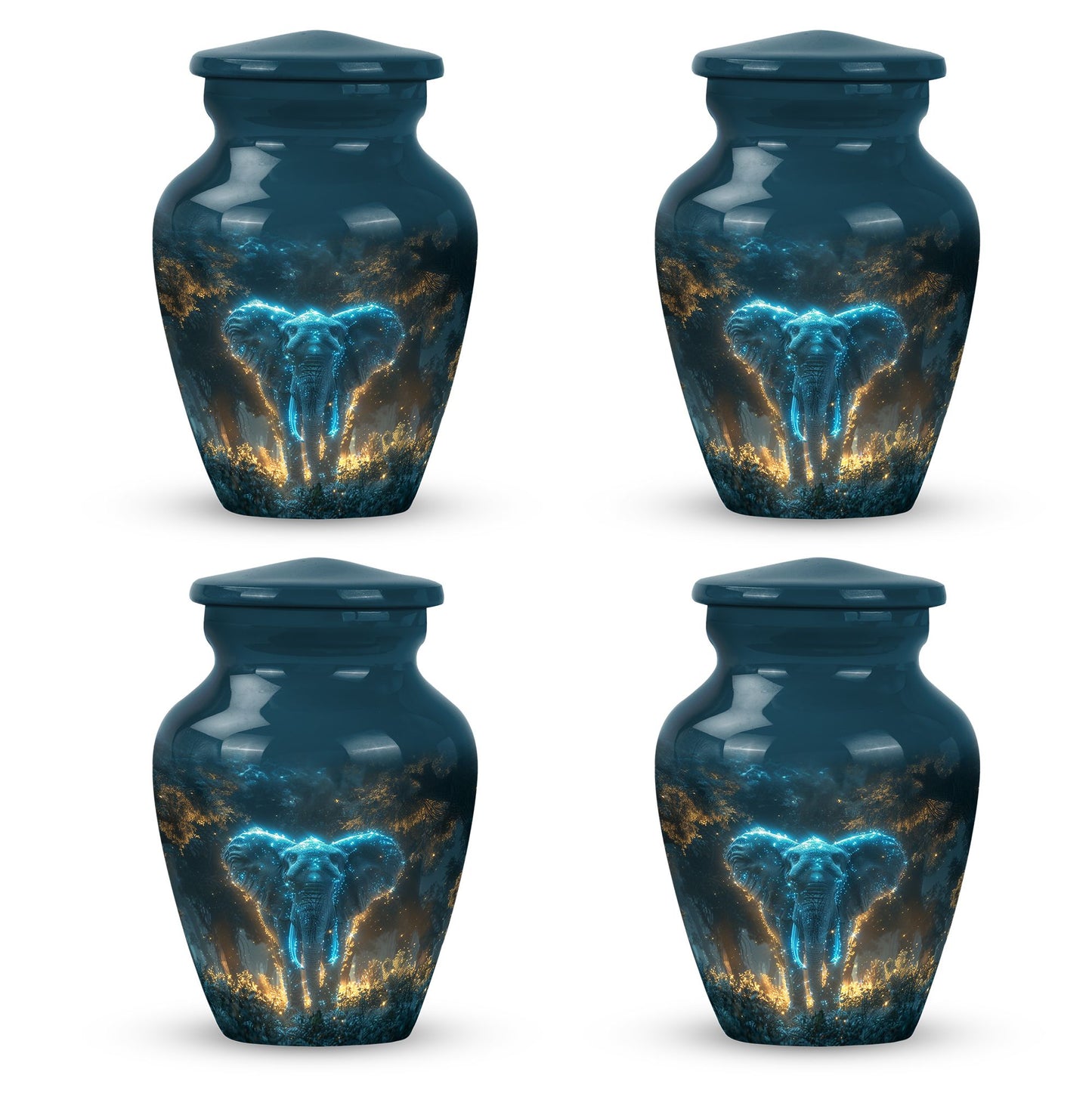 Blue Personalized Elephant Cremation Urn for Adults - 10-inch, 200 cu in - Yatskia