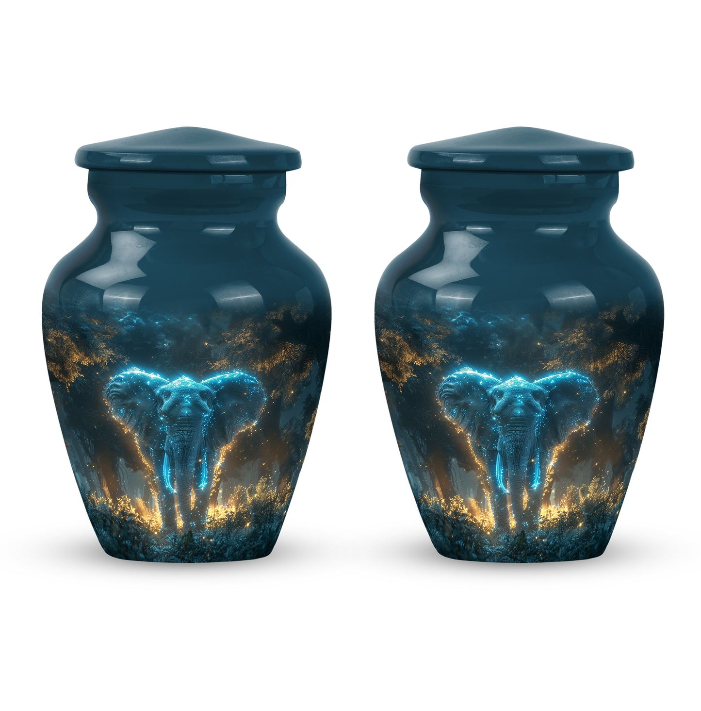 Blue Personalized Elephant Cremation Urn for Adults - 10-inch, 200 cu in - Yatskia