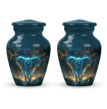 Blue Personalized Elephant Cremation Urn for Adults - 10-inch, 200 cu in - Yatskia