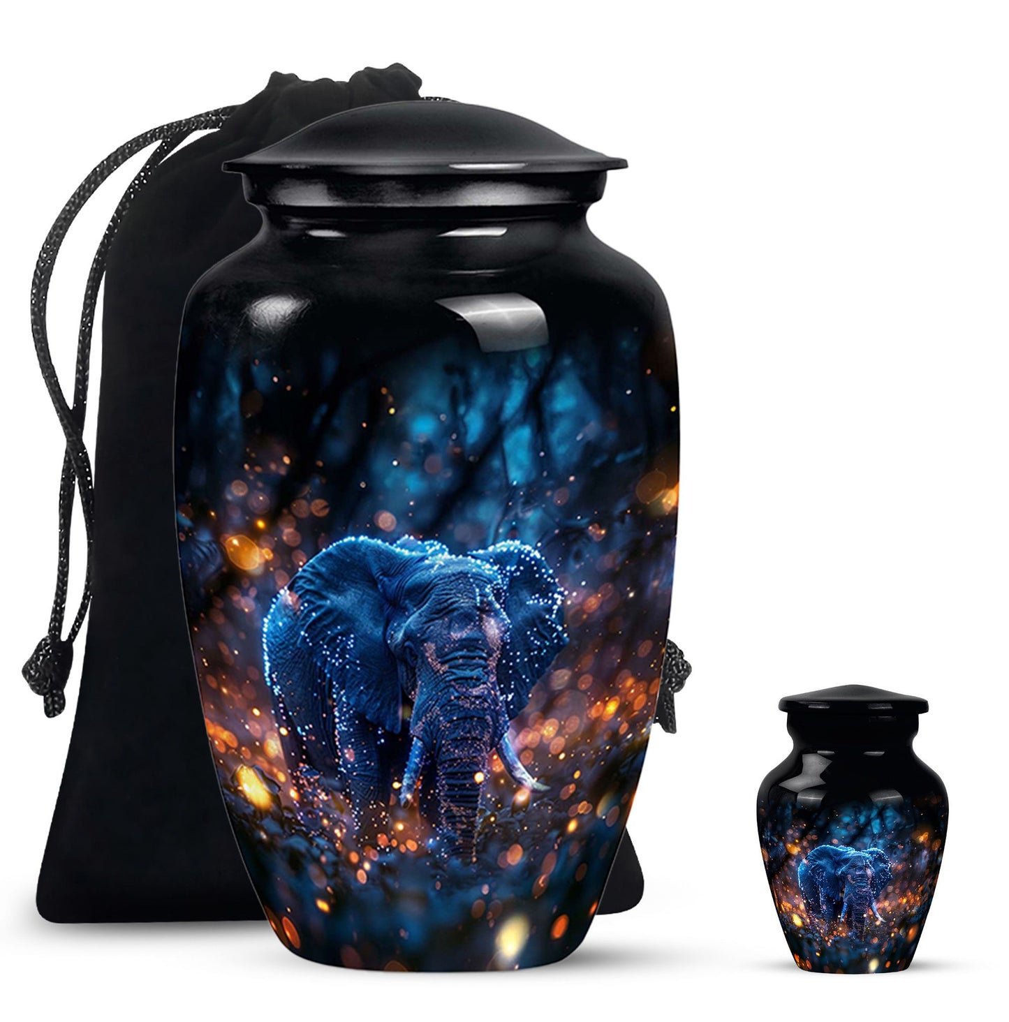 Personalized Elephant Cremation Urn for Human Ashes - 10-inch, 200 cu in - Yatskia