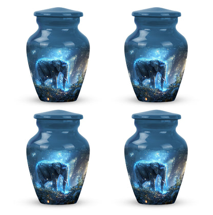 Blue Personalized Elephant Cremation Urn for Men & Women - 10-inch, 200 cu in - Yatskia