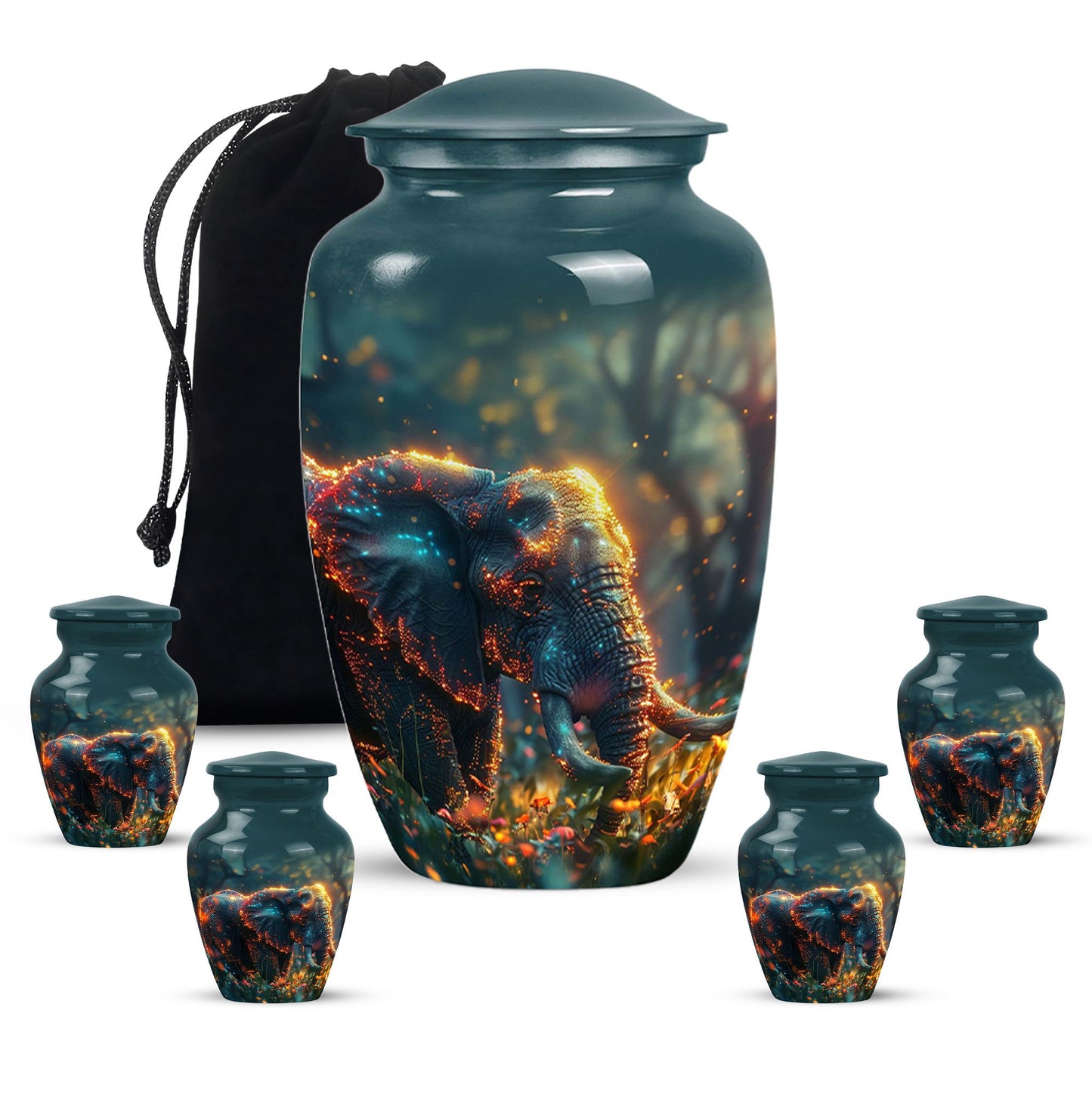 Personalized Elephant Cremation Urn for Women - 10-inch, 200 cu in - Yatskia