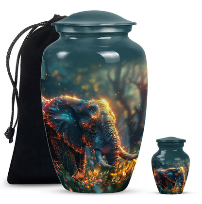 Personalized Elephant Cremation Urn for Women - 10-inch, 200 cu in - Yatskia