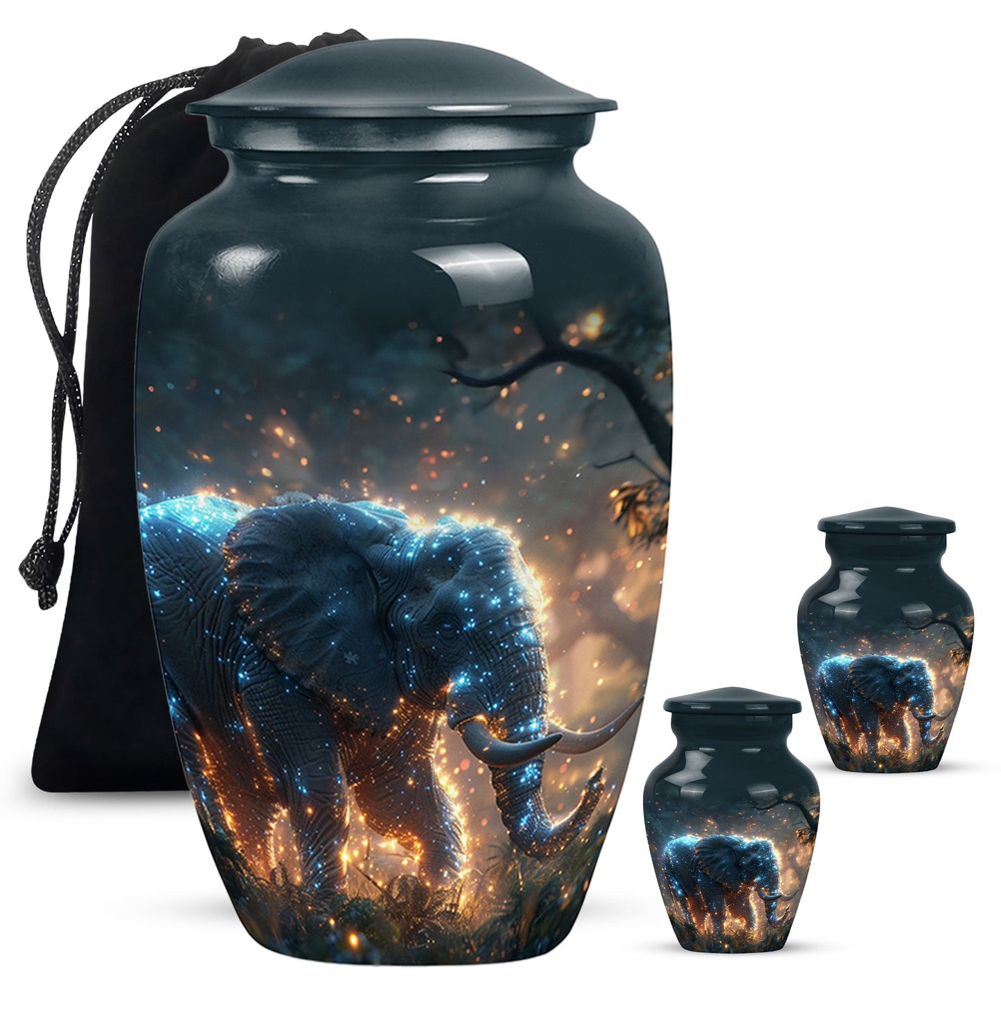 Personalized Elephant Cremation Urn for Men & Women - 10-inch, 200 cu in - Yatskia