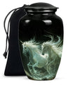 White Unicorn Black Urn - Cremation Urns For Adult Ashes Women