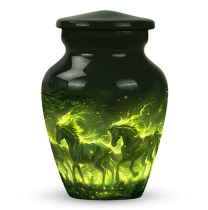 Green Personalized Unicorn Cremation Urn for Women - 10-inch, 200 cu in - Yatskia