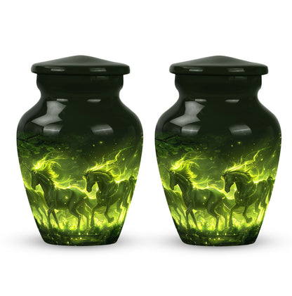 Green Personalized Unicorn Cremation Urn for Women - 10-inch, 200 cu in - Yatskia