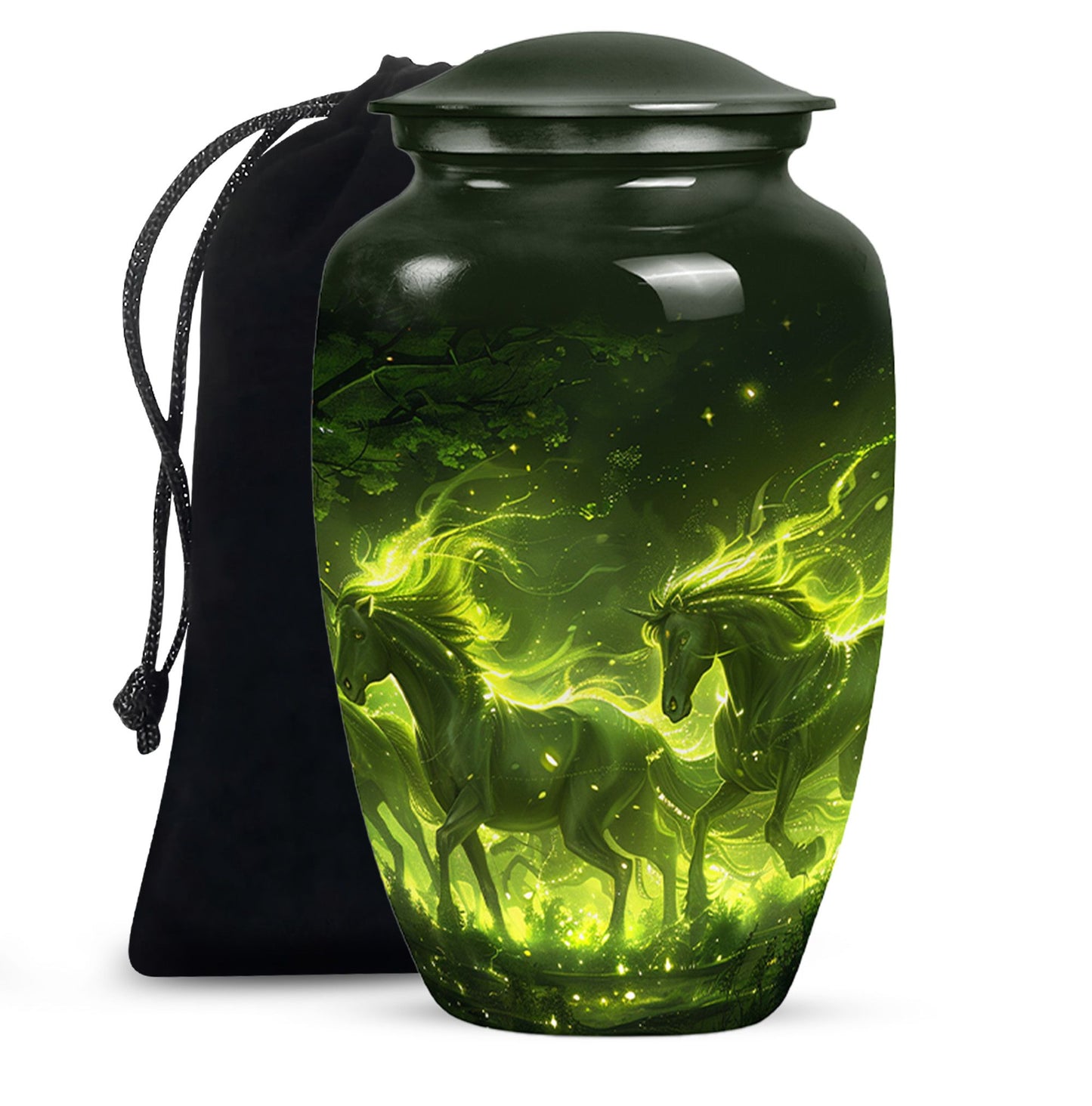 Green Personalized Unicorn Cremation Urn for Women - 10-inch, 200 cu in - Yatskia