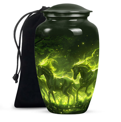 Green Personalized Unicorn Cremation Urn for Women - 10-inch, 200 cu in - Yatskia