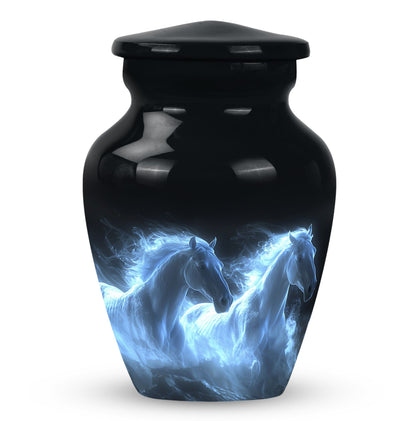 White Personalized Horse Cremation Urn for Human Ashes - 10-inch, 200 cu in - Yatskia