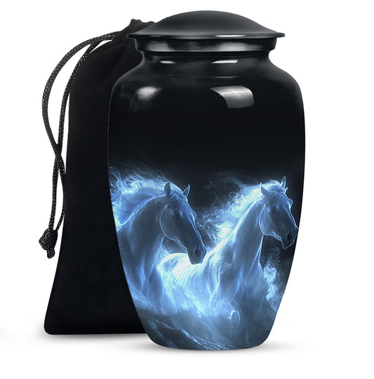 White Horse Cremation Urn - Adult Urns For Human Ashes Women