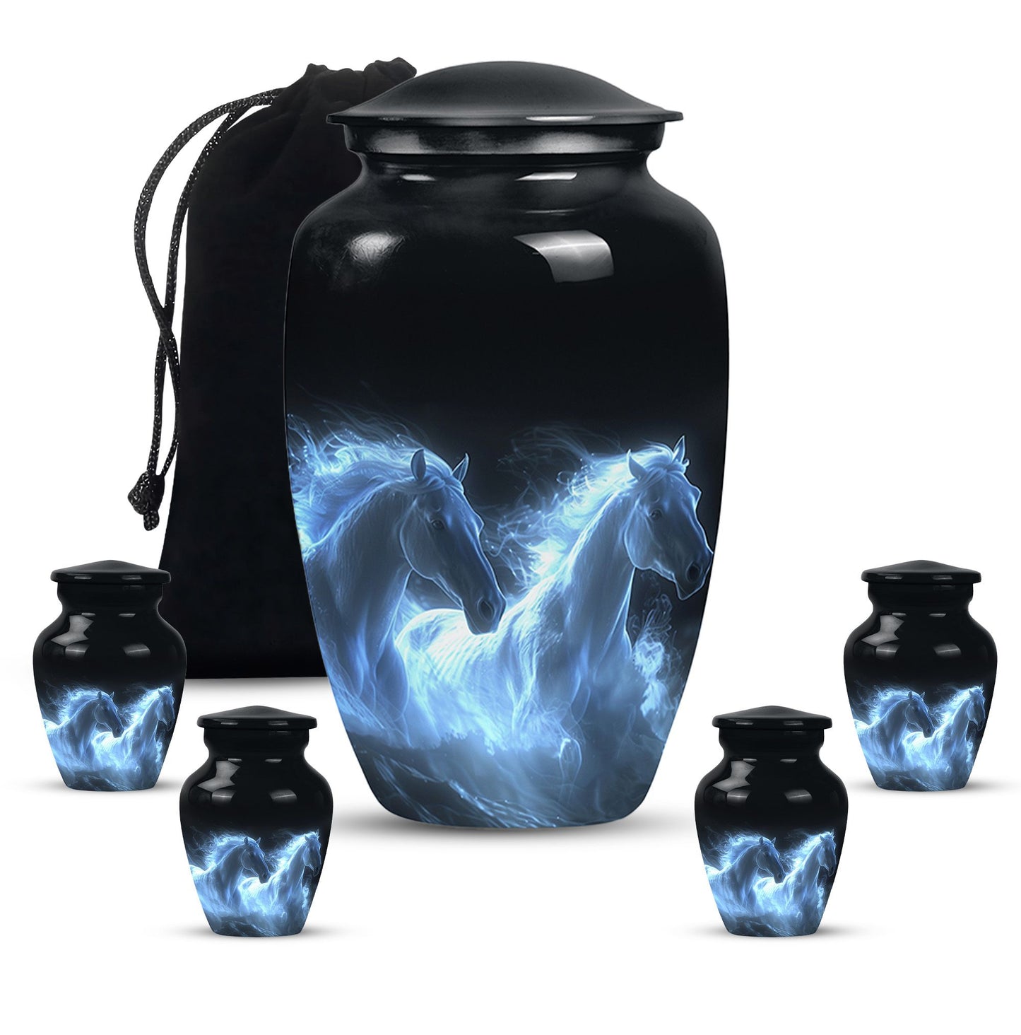 White Personalized Horse Cremation Urn for Human Ashes - 10-inch, 200 cu in - Yatskia