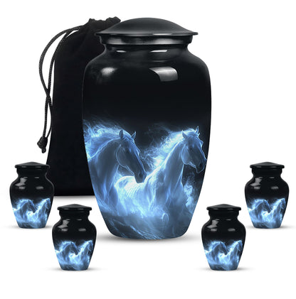 White Personalized Horse Cremation Urn for Human Ashes - 10-inch, 200 cu in - Yatskia