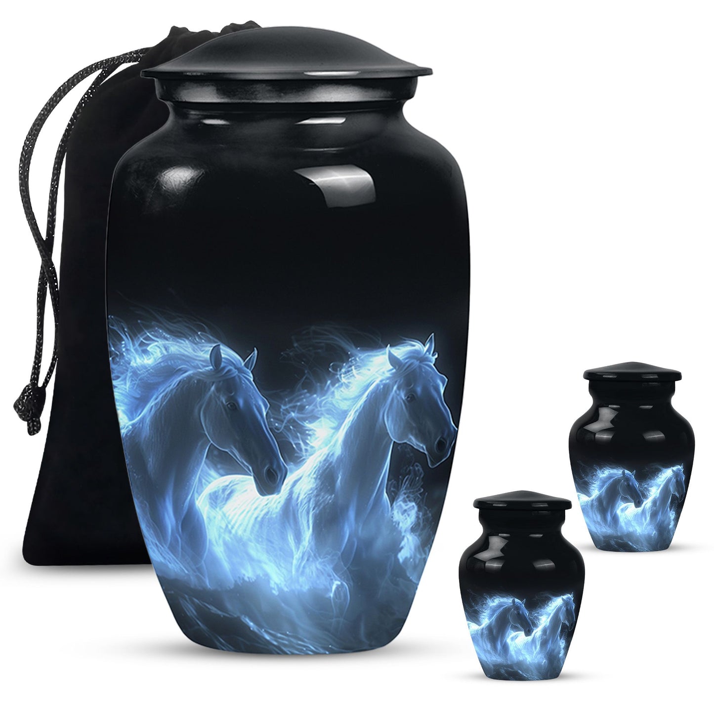 White Personalized Horse Cremation Urn for Human Ashes - 10-inch, 200 cu in - Yatskia