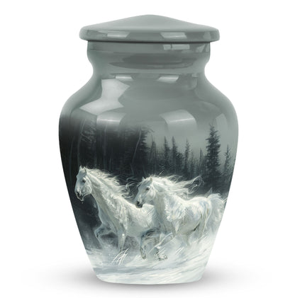 White Personalized Horse Cremation Urn for Human Ashes - 10-inch, 200 cu in - Yatskia