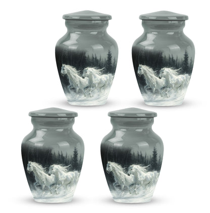 White Personalized Horse Cremation Urn for Human Ashes - 10-inch, 200 cu in - Yatskia