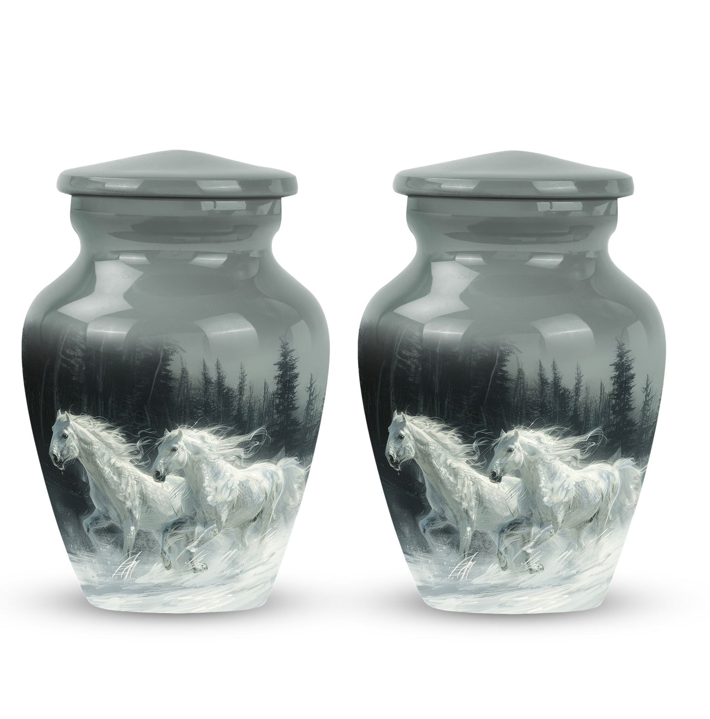 White Personalized Horse Cremation Urn for Human Ashes - 10-inch, 200 cu in - Yatskia