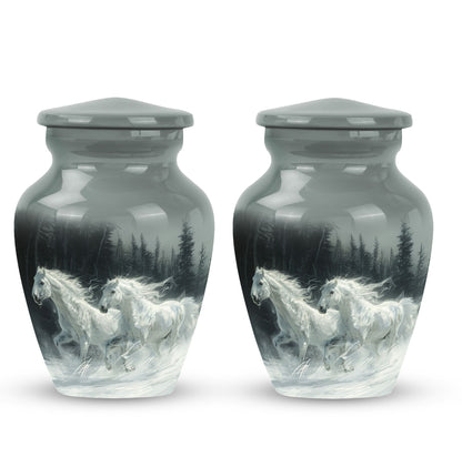 White Personalized Horse Cremation Urn for Human Ashes - 10-inch, 200 cu in - Yatskia