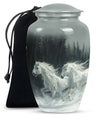 White Horse & Snow Urn - Urns For Human Ashes Adult Large