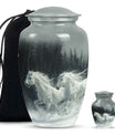 White Horse & Snow Urn - Urns For Human Ashes Adult Large