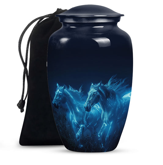 Horse Urn with Glowing Spirit Horses - Adult Large Urns