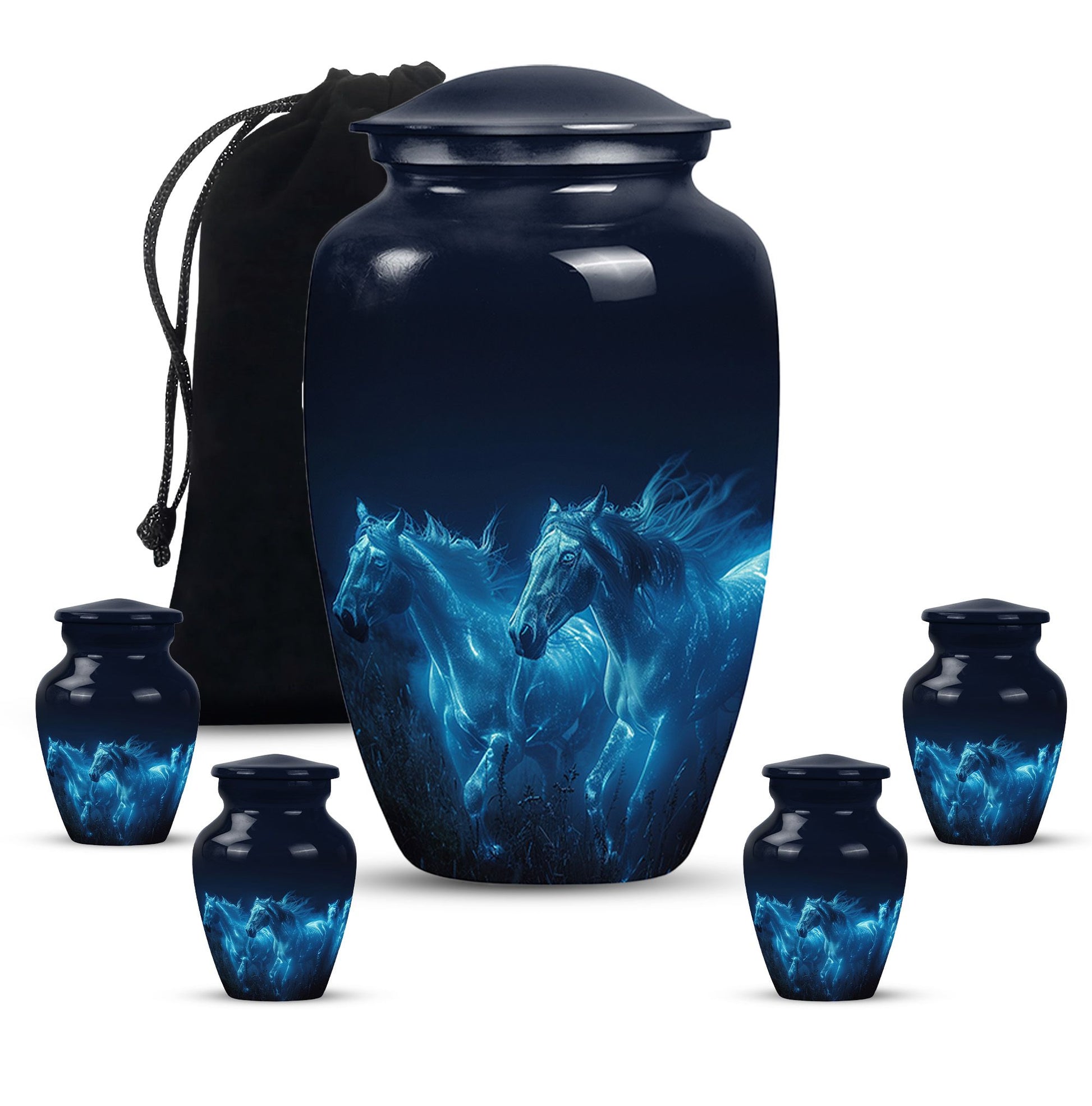 Horse Urn with Glowing Spirit Horses - Adult Large Urns