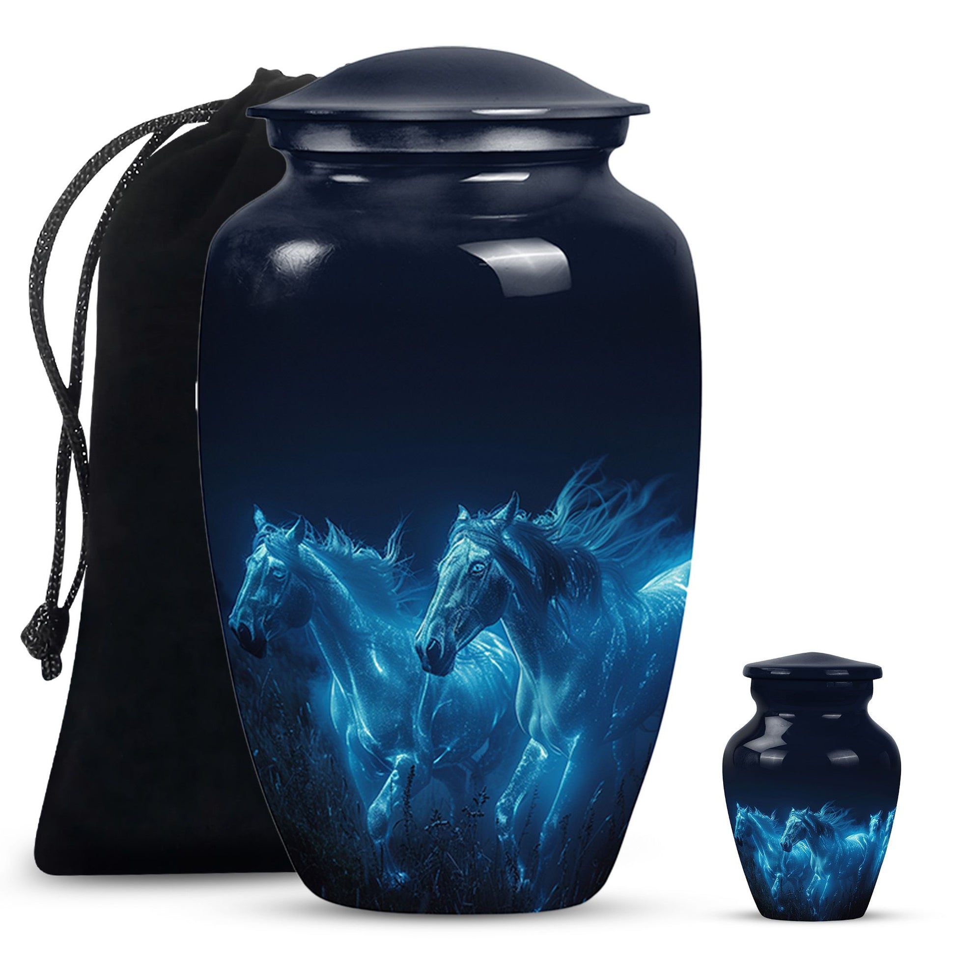 Horse Urn with Glowing Spirit Horses - Adult Large Urns