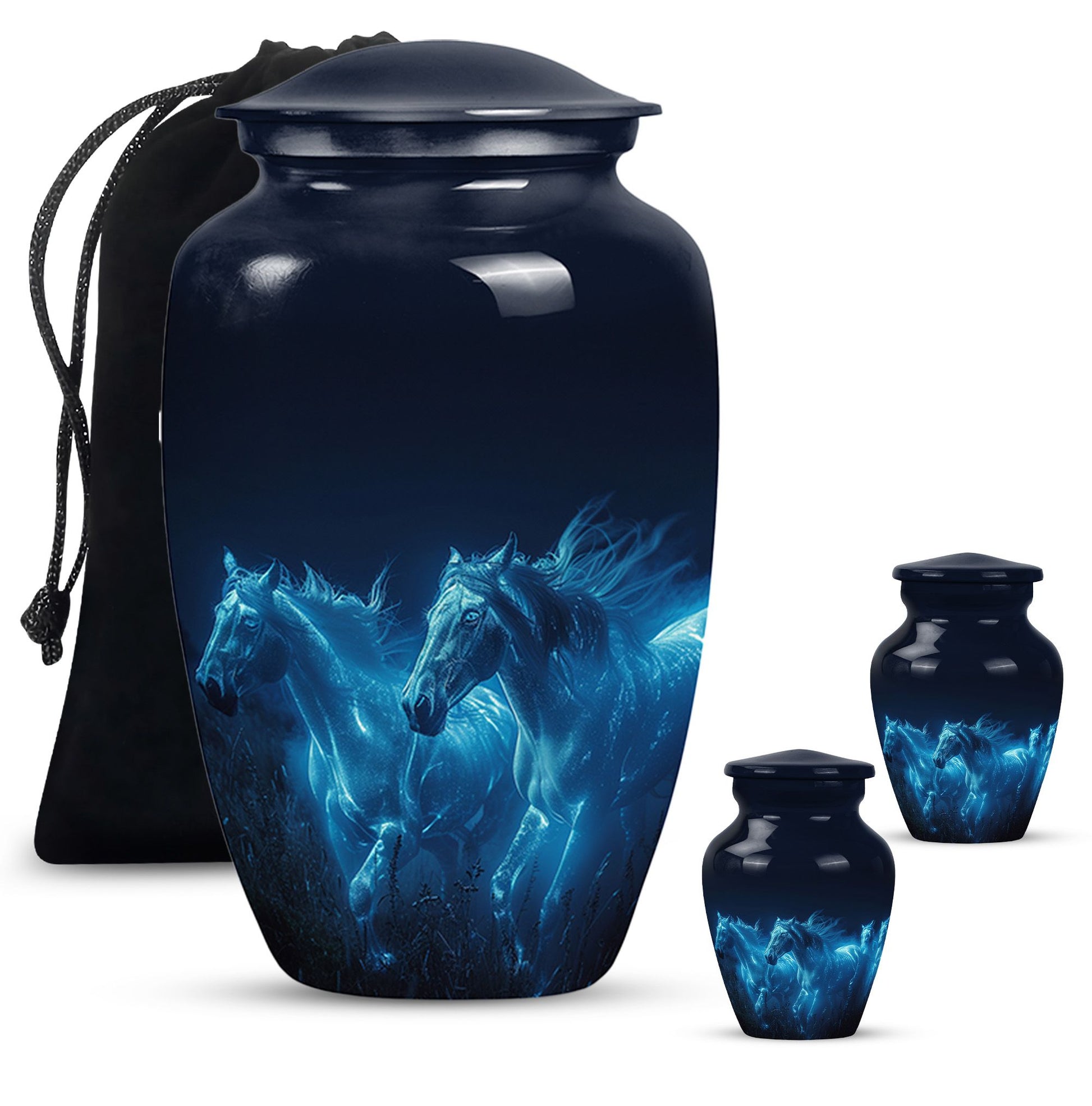 Horse Urn with Glowing Spirit Horses - Adult Large Urns