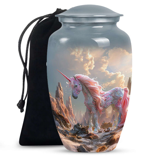 Pink Unicorn Cremation Urn For Women – Fantasy Tribute Urn For Funeral