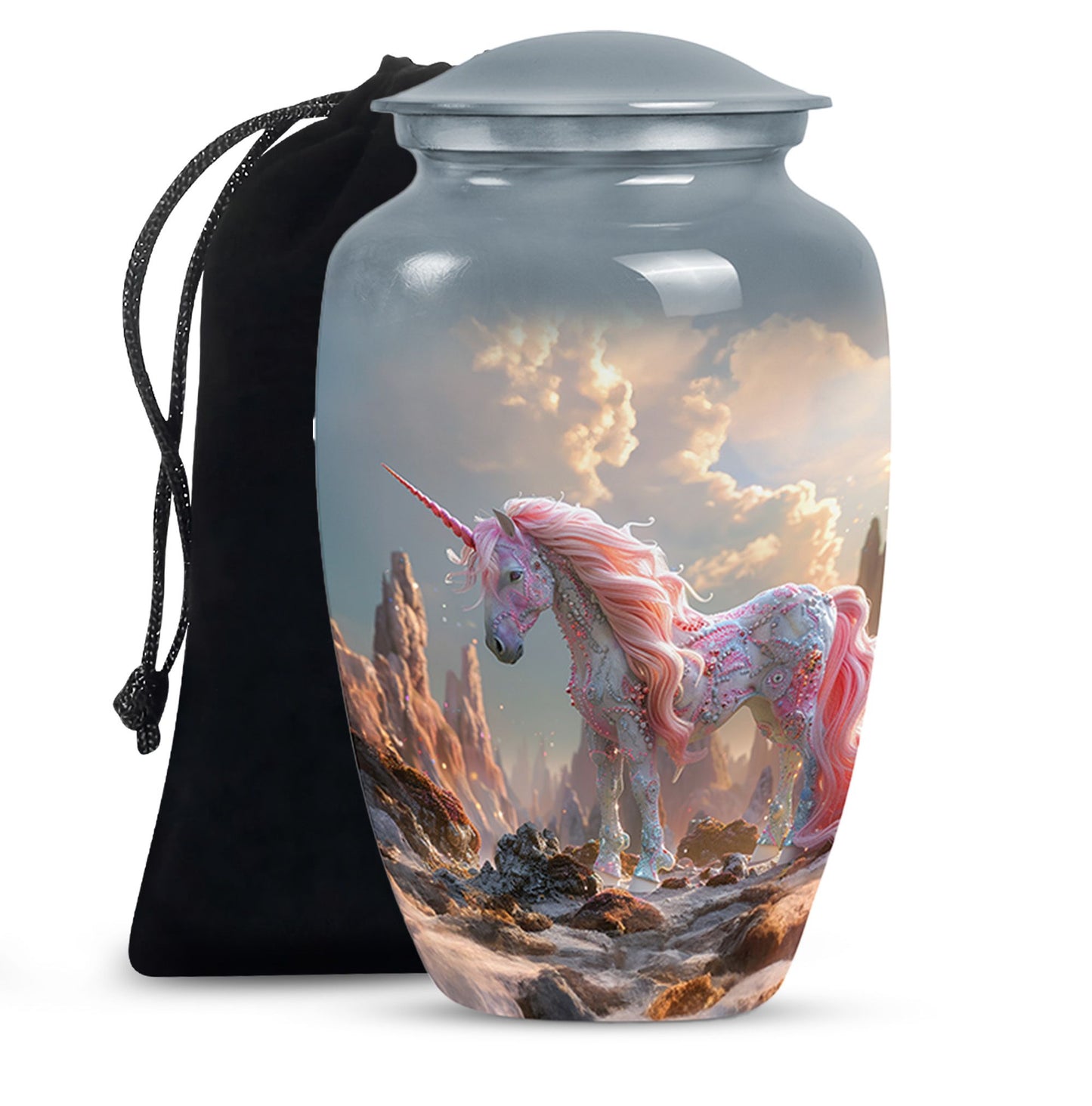 Personalized Unicorn Memorial Urn for Human Ashes - 10-inch, 200 cu in - Yatskia