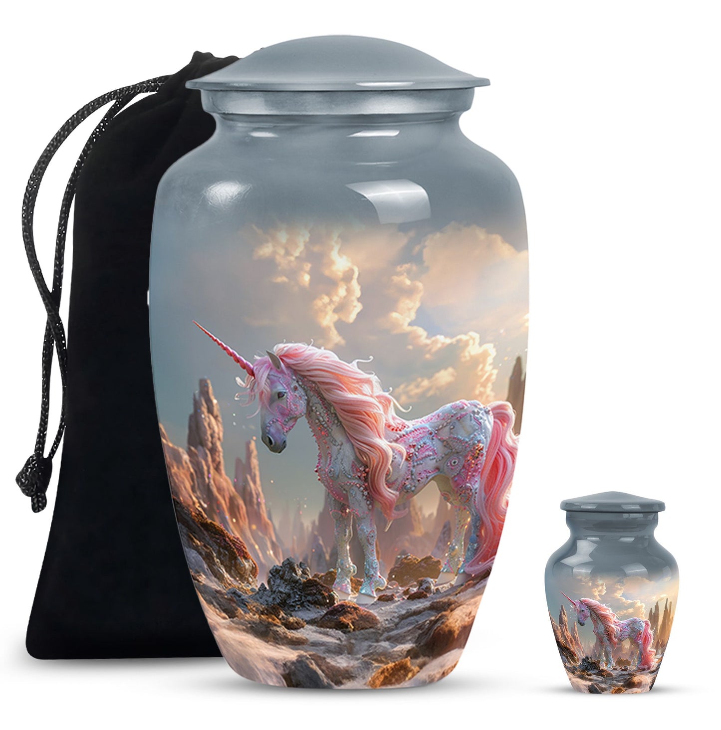 Personalized Unicorn Memorial Urn for Human Ashes - 10-inch, 200 cu in - Yatskia