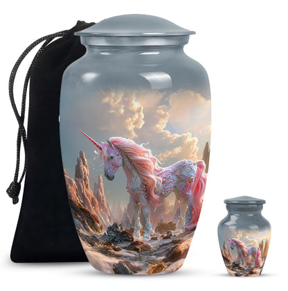 Personalized Unicorn Memorial Urn for Human Ashes - 10-inch, 200 cu in - Yatskia