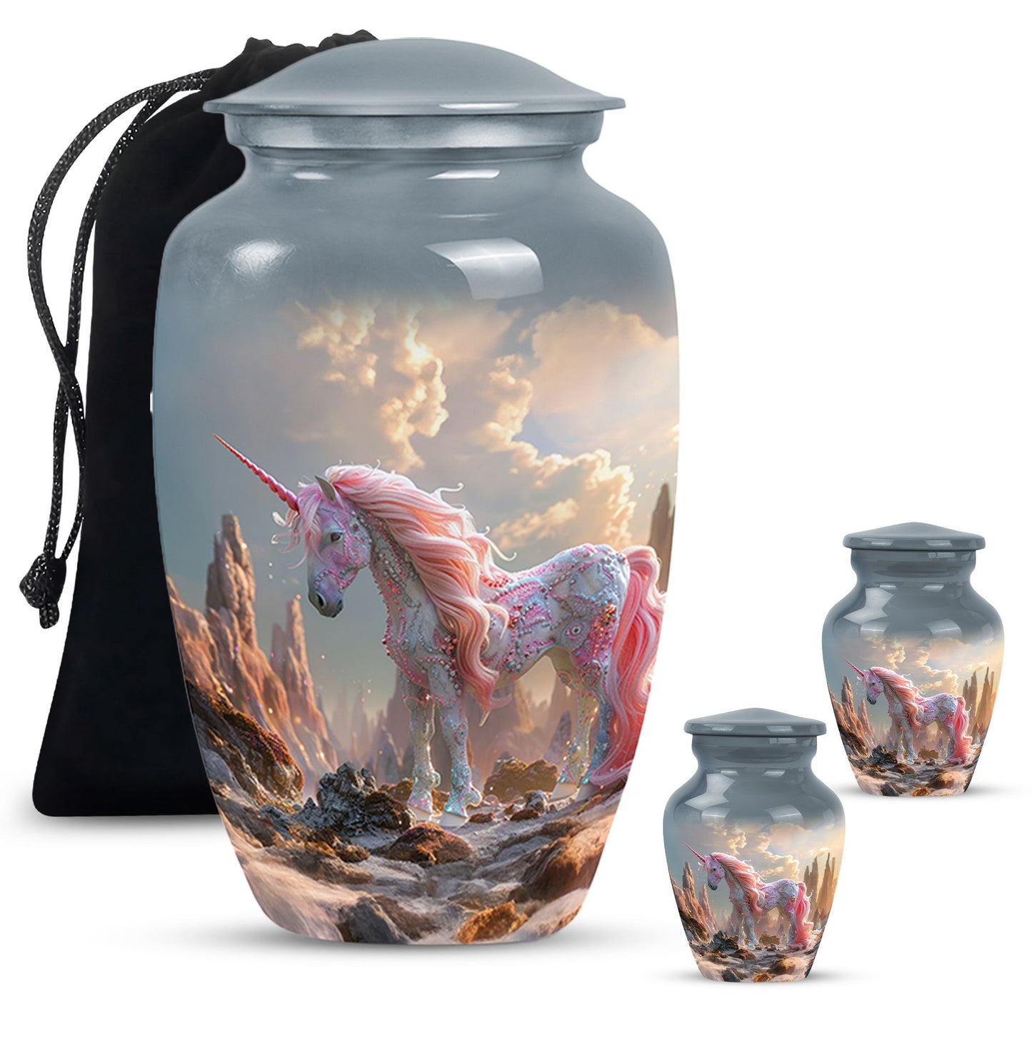 Personalized Unicorn Memorial Urn for Human Ashes - 10-inch, 200 cu in - Yatskia