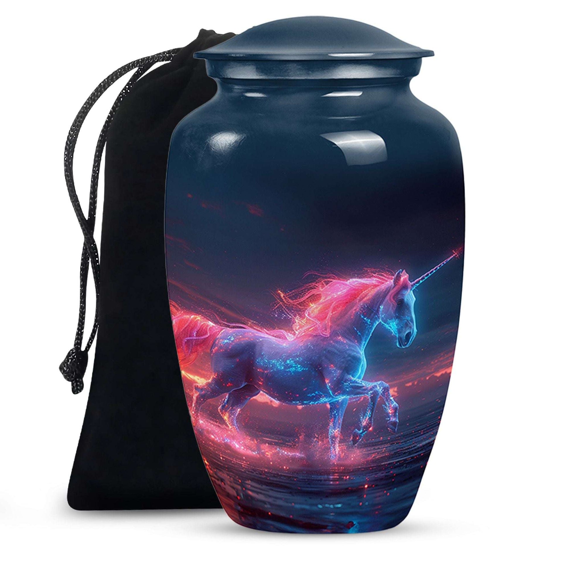 Neon Unicorn Burial Urns For Human Ashes – Neon Fantasy Art Keepsake Urn For Women